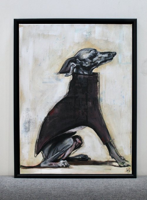 Whippet painting called Stillness by Victoria Coleman