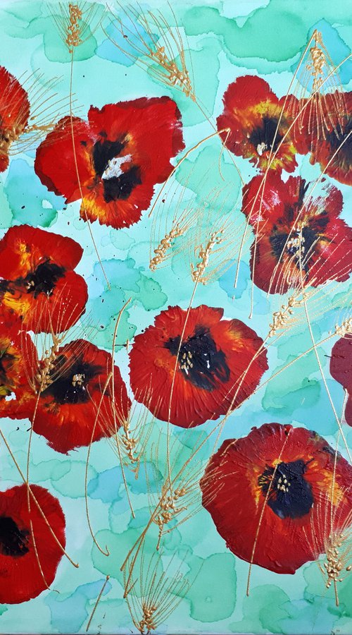 Poppies ... /  ORIGINAL ACRYLIC PAINTING by Salana Art Gallery