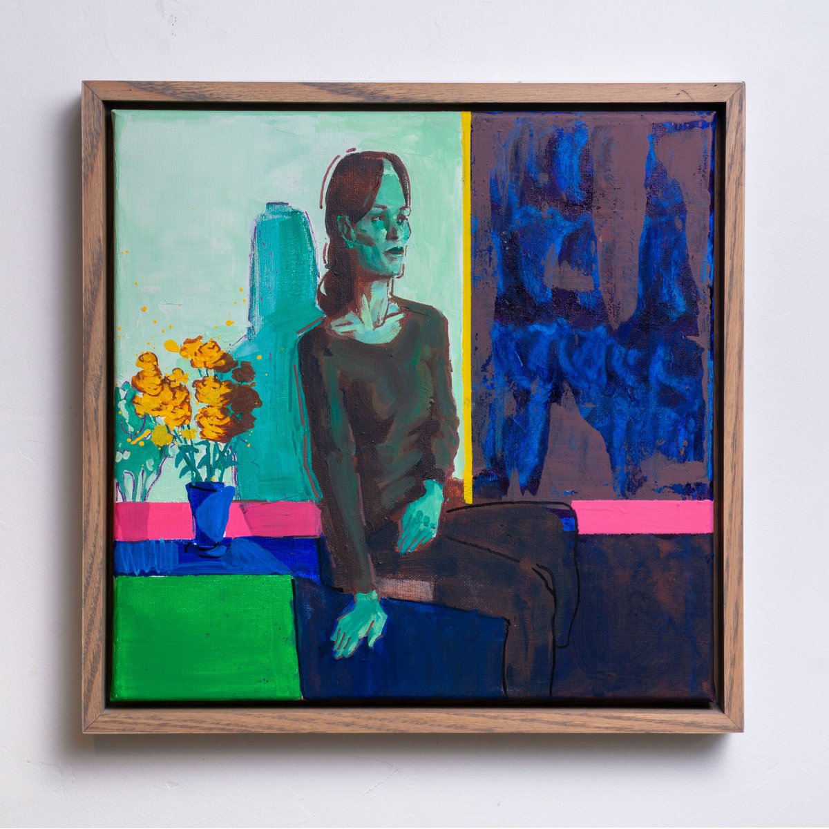 Impressionistic Portrait Oil Painting By Bohdan Katolyk, 13 X 13, Reflective Moments, Original Artwork