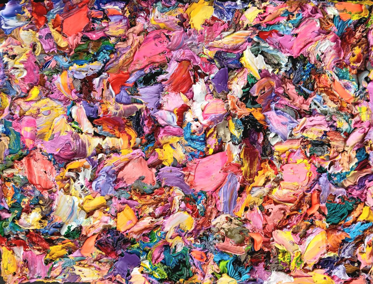 Abstract Oil Painting By Ruslan Khais, 16 X 12", Lavander Fall, Original Artwork