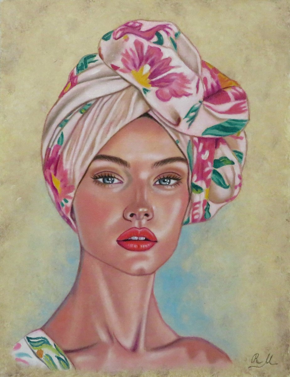 Photorealistic Portrait Oil Painting By Monika Rembowska, 12 X 16", Jasmine, Original Artwork