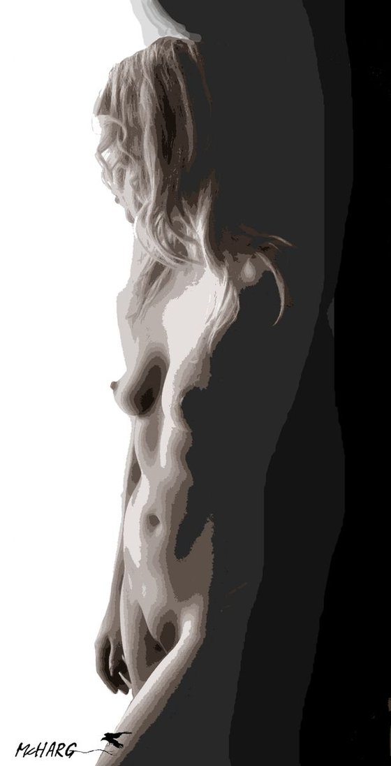 NUDE IN BLACK AND GREY  26"x51"