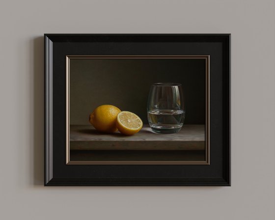 Lemons with a glass