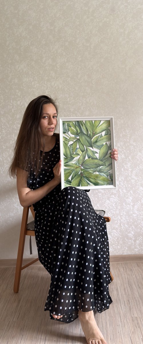 Green Peony Leaves by Anna Lyashenko