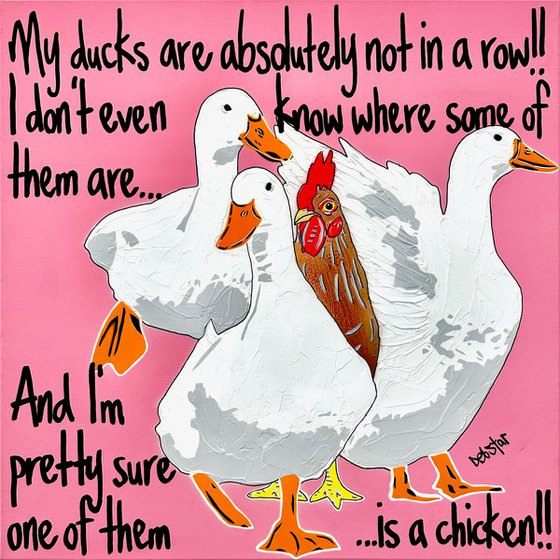 Ducks in a Row Pink Chicken 61cm x 61cm