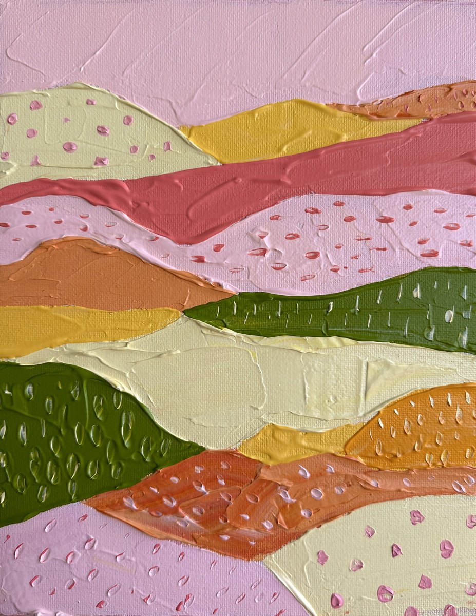 Impressionistic Landscape Acrylic Painting By Guzaliya Xavier, 8 X 10, Desert Landscape 3, Original Artwork