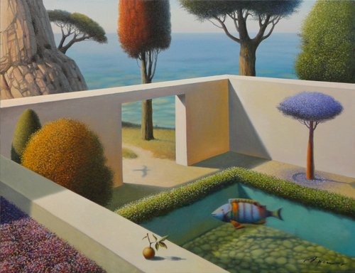 Garden with Red Cypress by Evgeni Gordiets