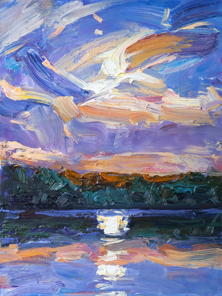 Sunset on the lake by Vasyl Moldavchuk
