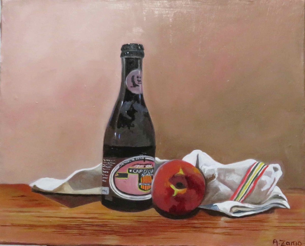 Beer, Peach and Tea-Towel by Anne Zamo