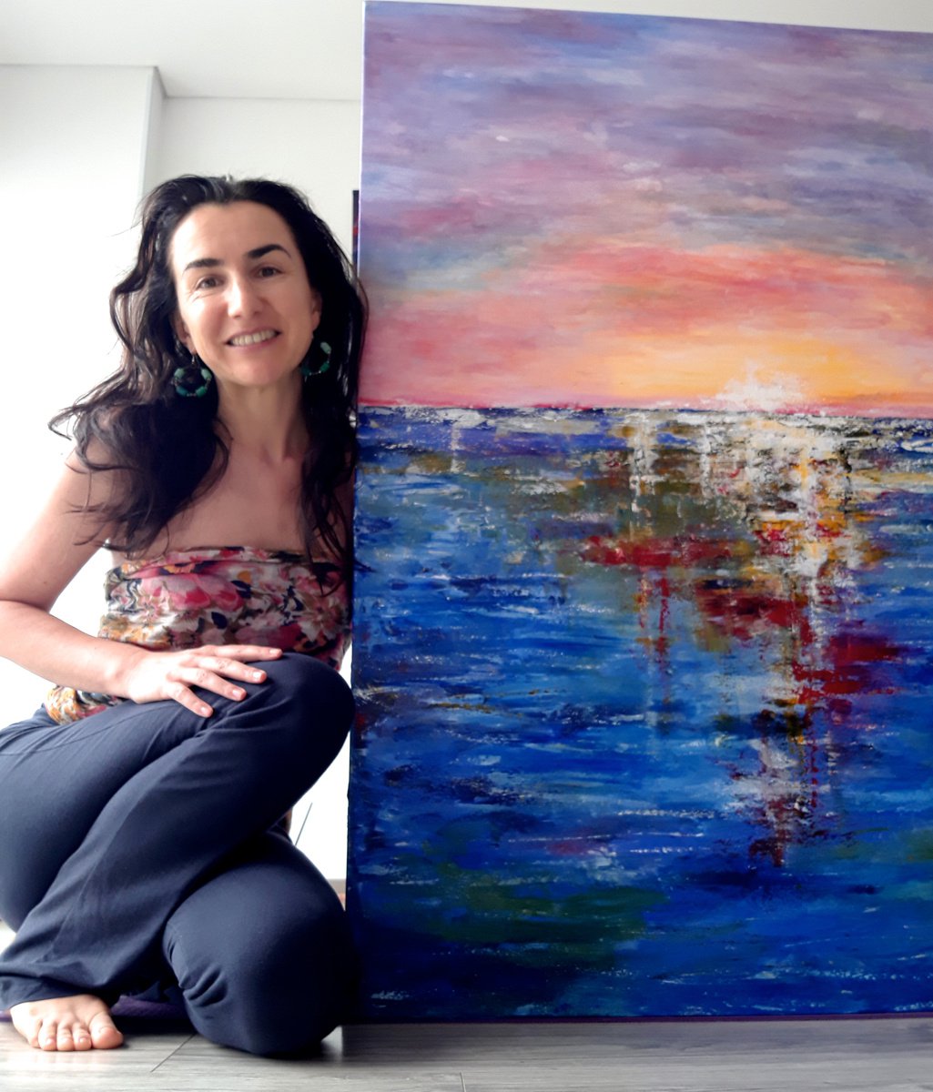 La liberacion del sol original acrylic painting by Elena Parau, 120x80x4 cm (2022) by Elena Parau