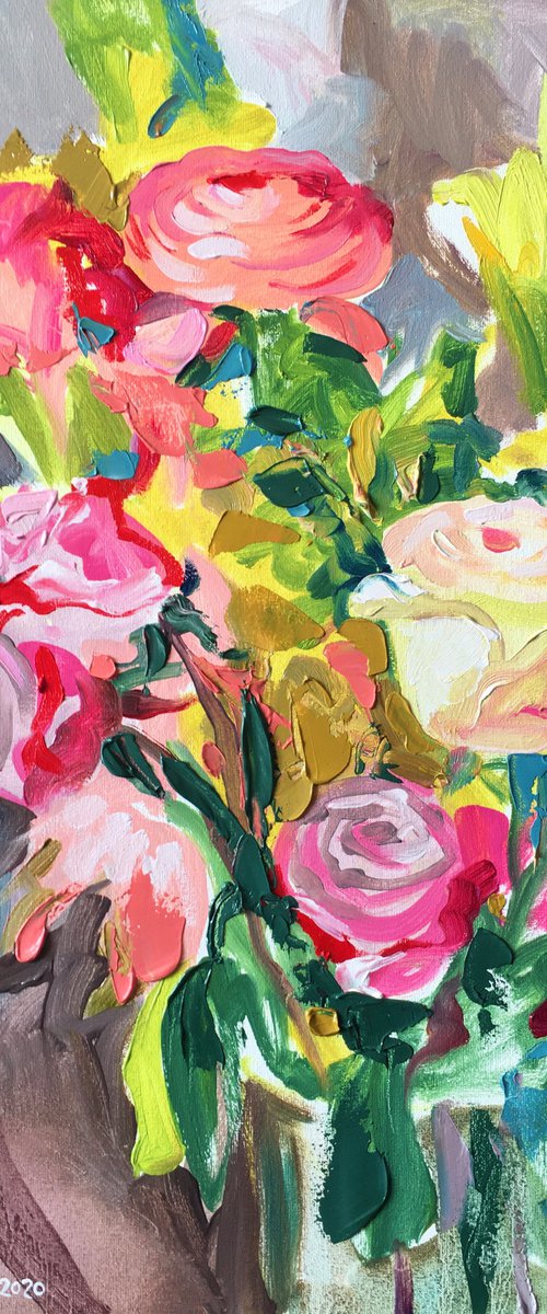 Gladioli and Roses by Ole Karako