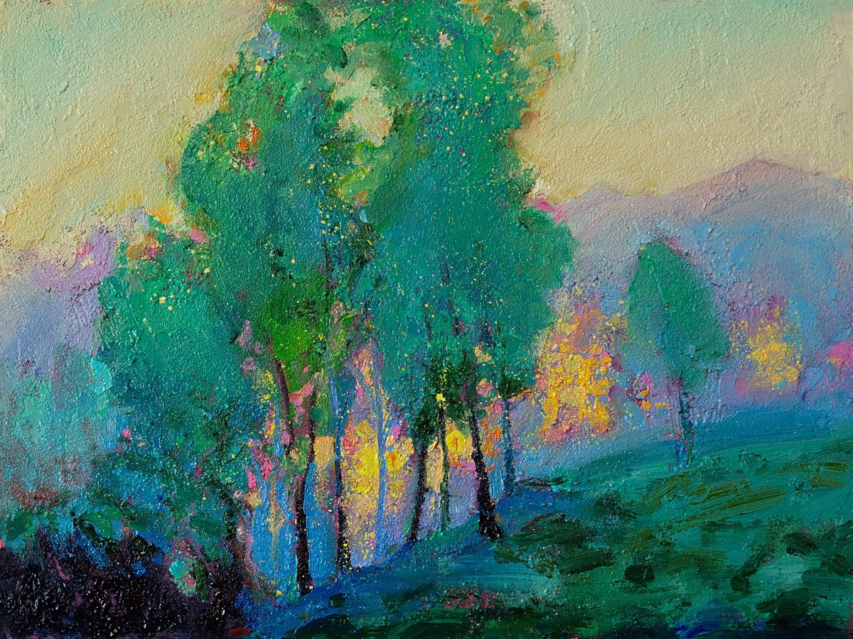 Impressionistic Landscape Oil Painting By Daria Zavadenko, 16 X 12, Whispers Of Morning Light, Original Artwork