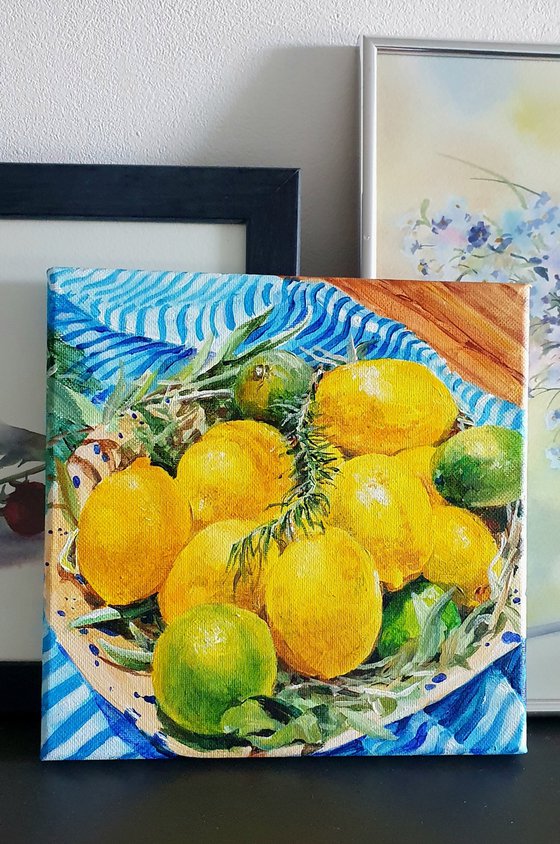 Yellow lemons still life