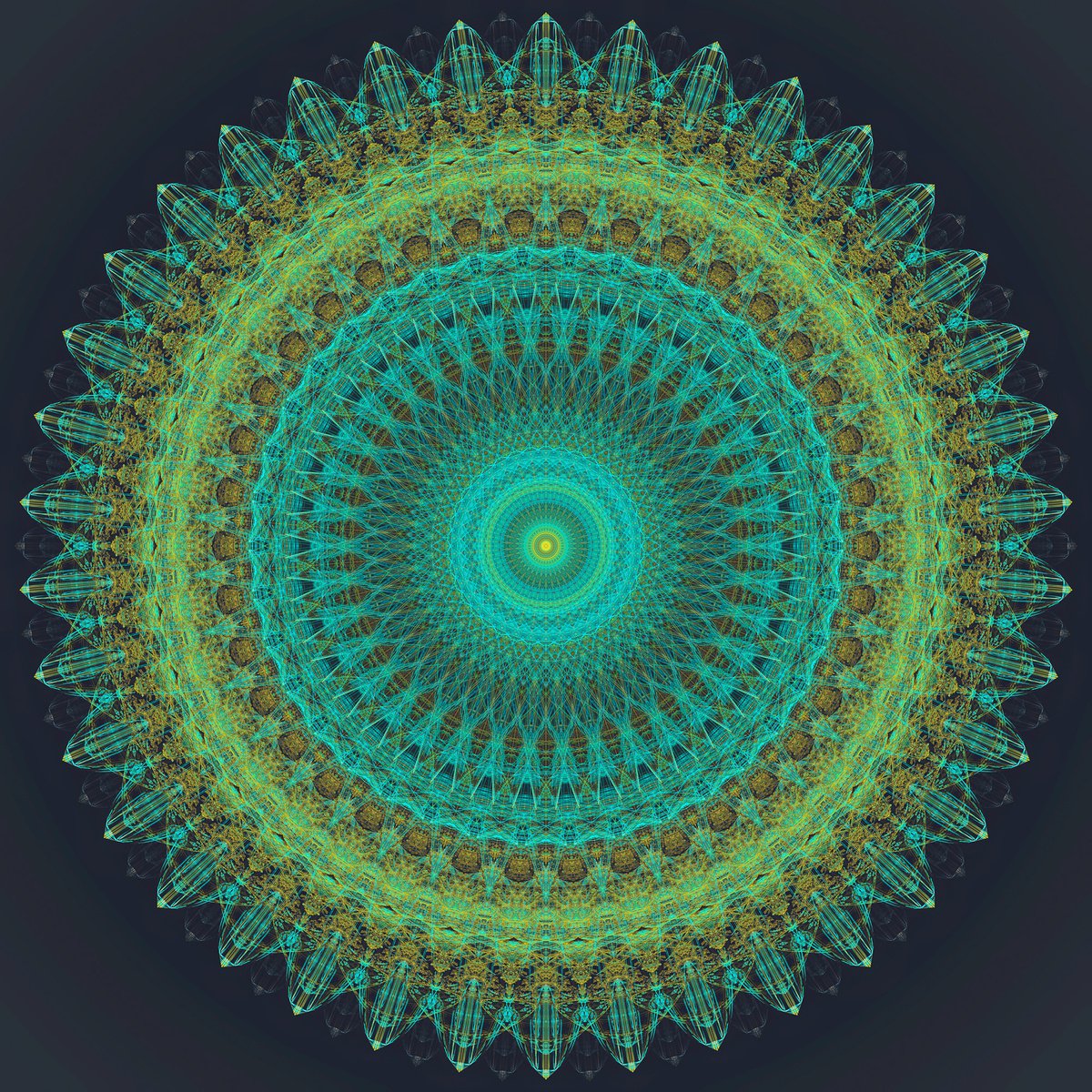 Aquamarine Eye - Mandala - fractal geometry art, limited edition giclee print by Inna Etuvgi