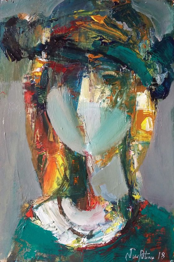 Girl portrait(oil painting, 19x29sm, portrat, paper)