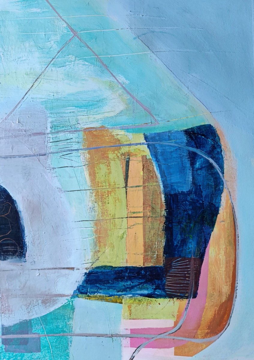 Expressive Abstract Acrylic Painting By Chrissy Guest, 22 X 30, Sea Of Change, Original Artwork