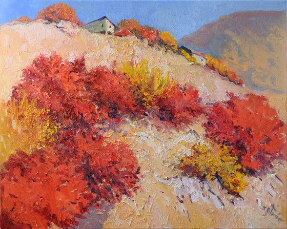 Red Trees, Autumn Landscape