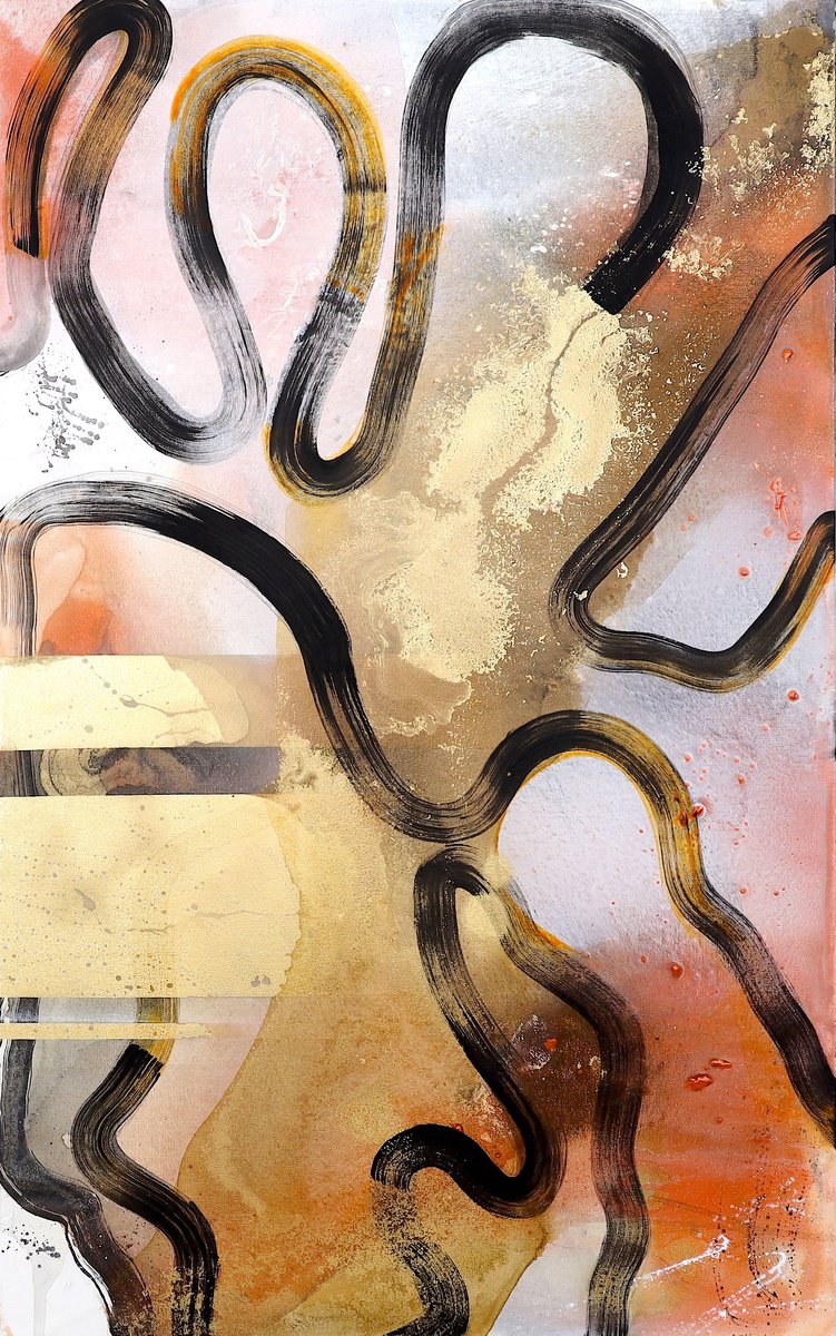 Expressive Abstract Acrylic Painting By Poovi Art, 30 X 48", I Choose Peace 03, Original Artwork