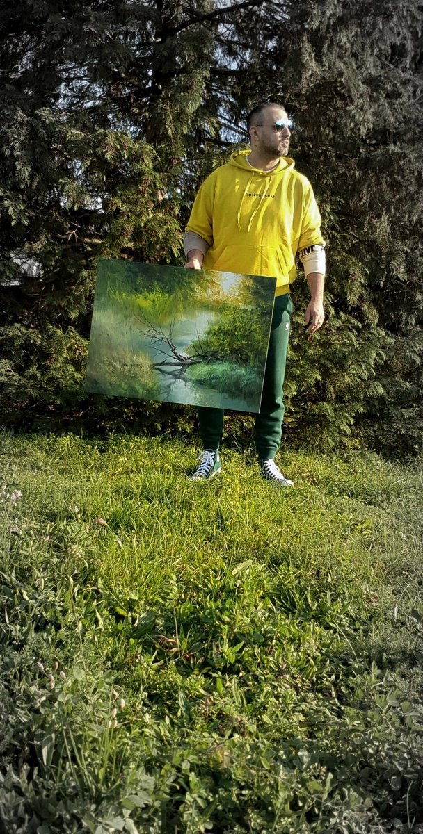 Abstract Landscape Oil Painting By Ivan Grozdanovski, 31 X 24, The Young Greenery , Original Artwork