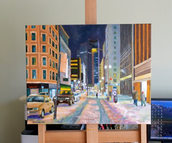 New York, Night Winter Street