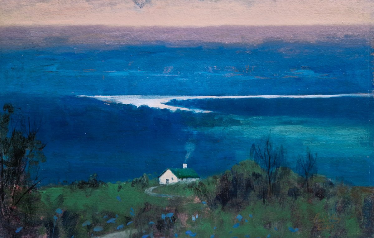 Impressionistic Landscape Acrylic Painting By Ayna Paisley, 11 X 7, Upon The Hill, Original Artwork