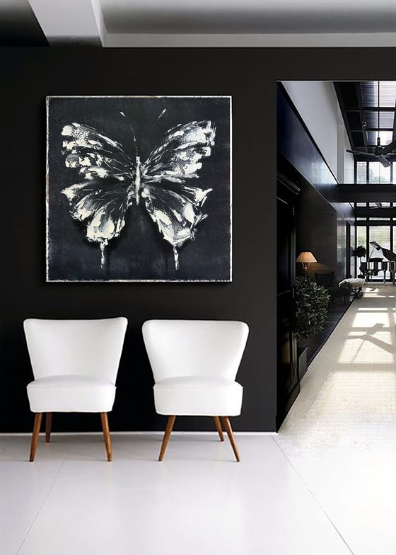 White Black Abstract butterfly
