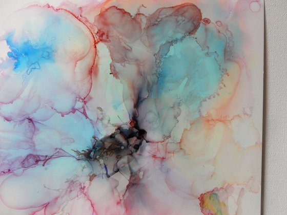 Abstract flower. Alcohol Ink abstract painting.