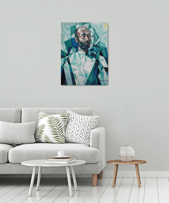 Komitas - Armenian musician (60x80cm, cubism, oil painting, ready to hang)