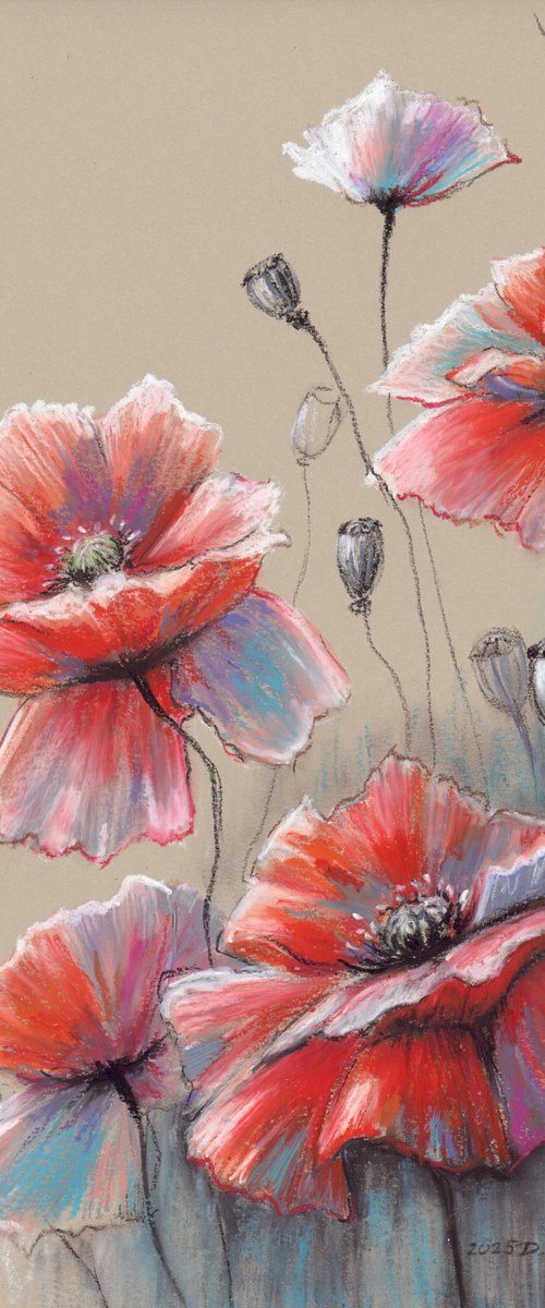 Dancing Poppies by Danguole Serstinskaja