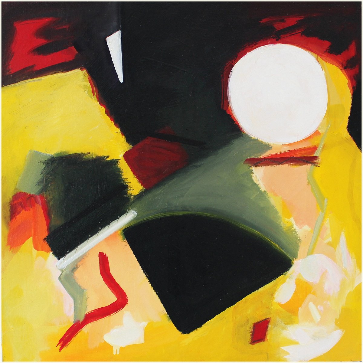 Expressive Abstract Oil Painting By Victorine Follana, 24 X 24", Une Histoire Severe, Original Artwork