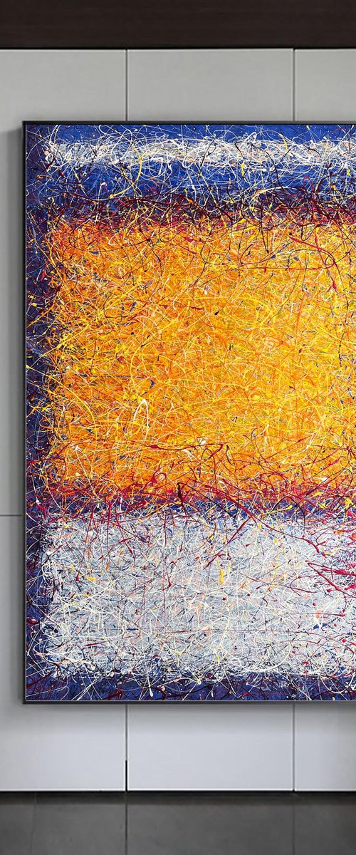 Blue Yellow Mark Rothko inspired Jackson pollock style Modern abstraction by Nadiia Antoniuk