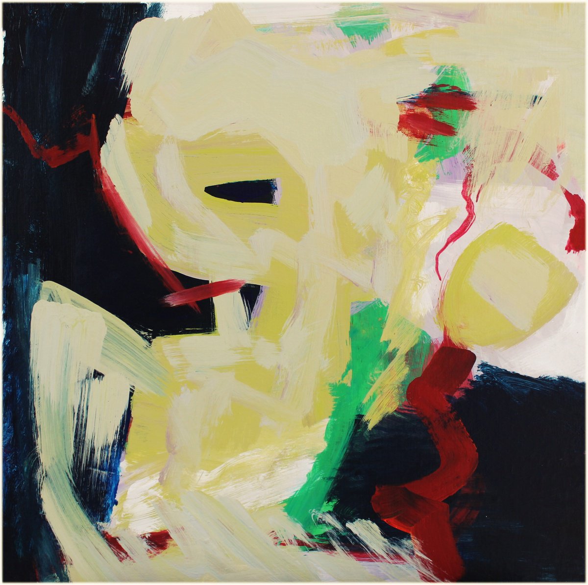 Expressive Abstract Acrylic Painting By Victorine Follana, 16 X 16", Nacree, Original Artwork