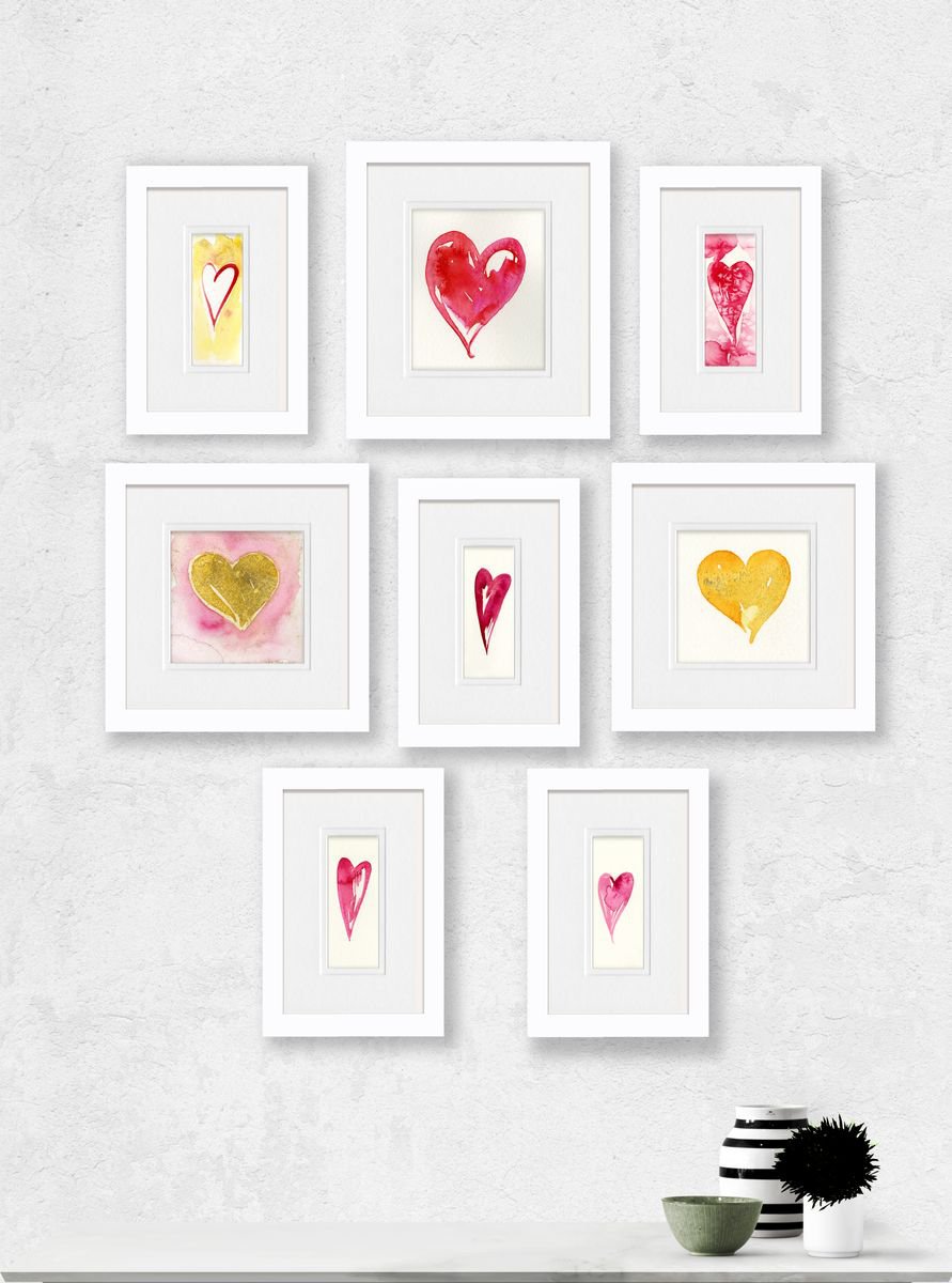 Valentine Heart Set 2 - 8 Watercolor Paintings by Kathy Morton Stanion by Kathy Morton Stanion