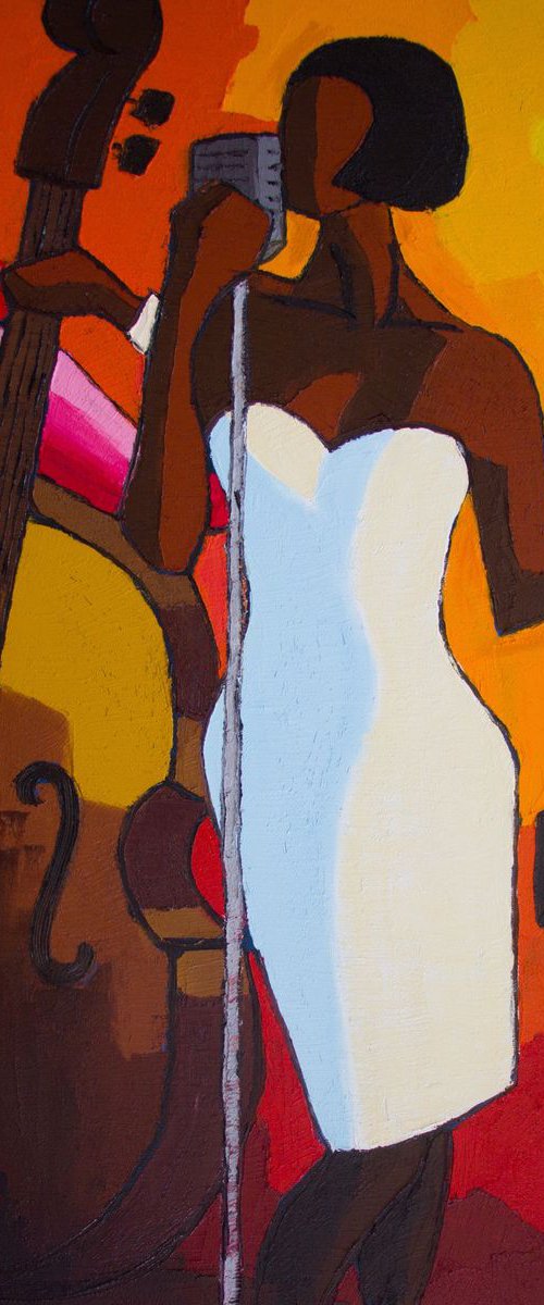 Jazz duo white dress by Olivier Boissinot