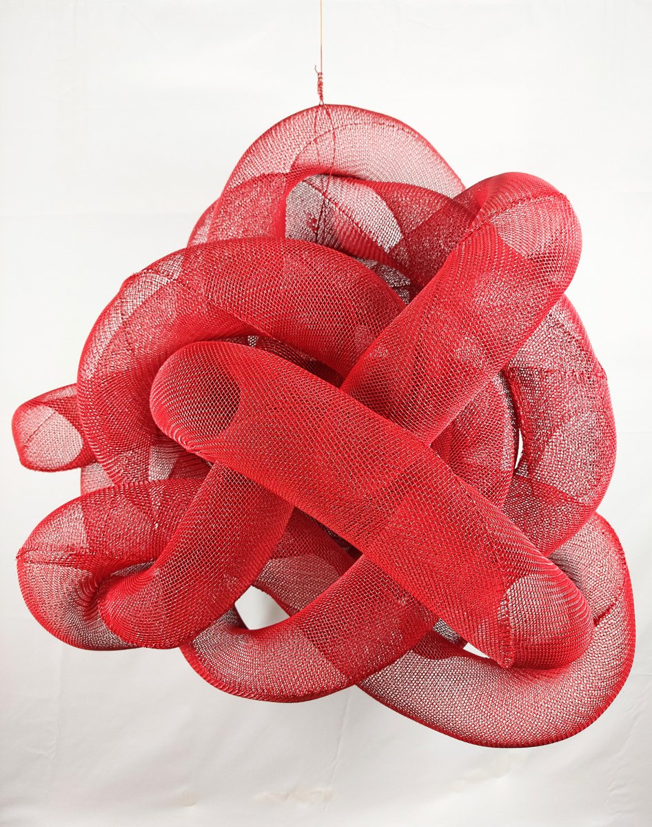 Abstract Sculpture By Cristian Cuevas, 28 X 32, Rope Landscape Viii, Original Artwork