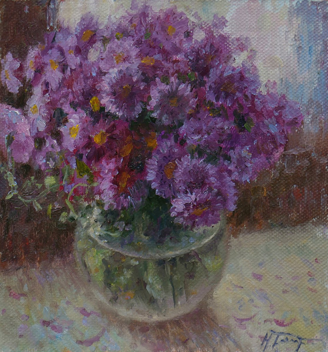 Purple Flowers painting by Nikolay Dmitriev