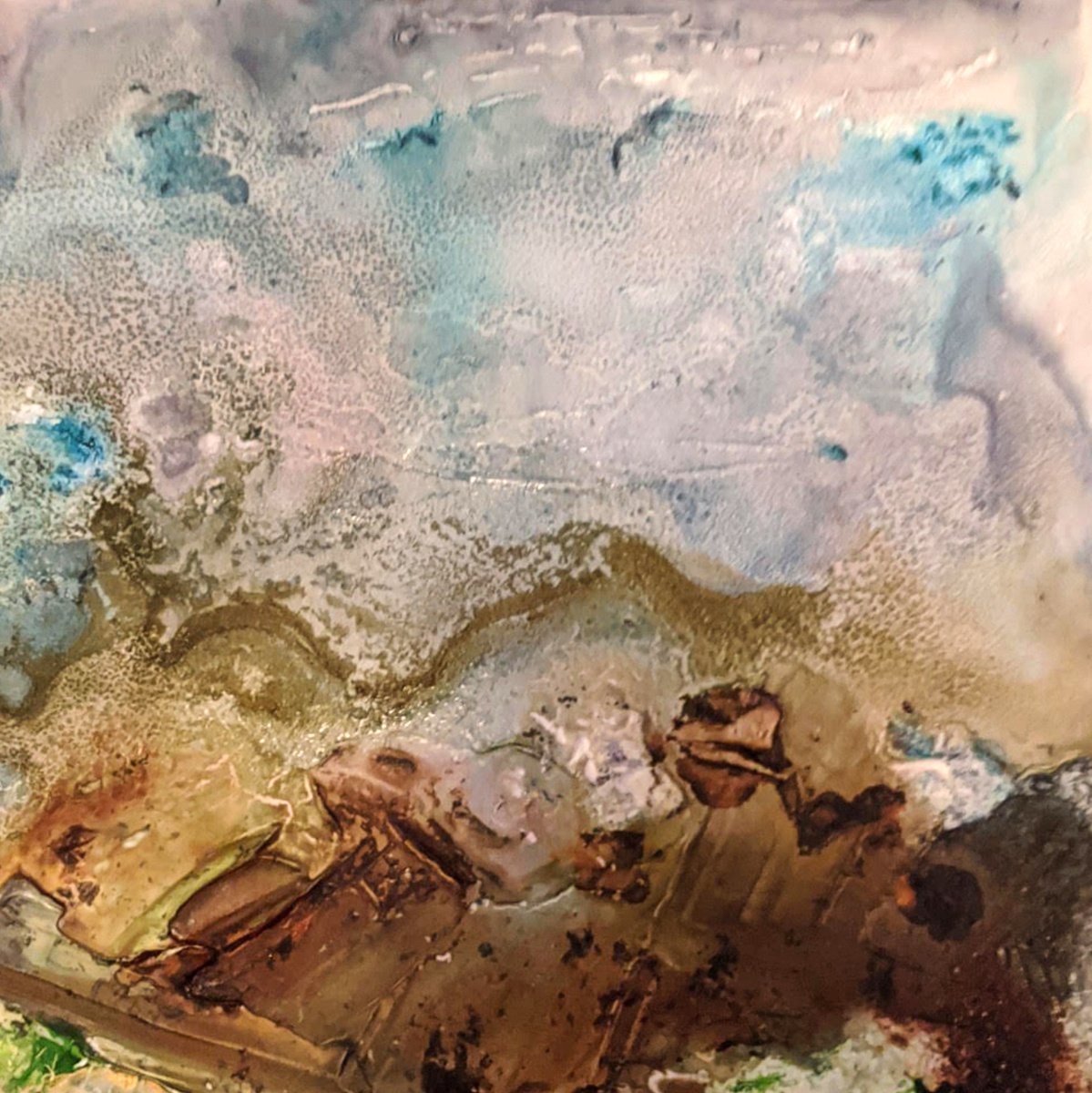 Abstract Painting By Shelli Finch, 12 X 12", Death Of Autumn, Original Artwork