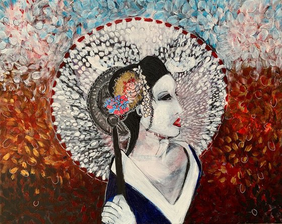 Portrait IV, Acrylic Painting on Canvas, Original Paintings, Fine Art Canvas Paintings, Oriental Inspiration, Geisha Artwork, Gift Ideas