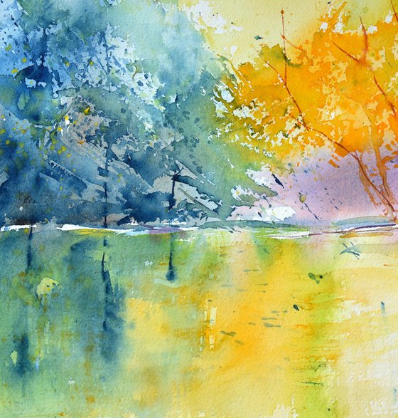 Colourful pond  - watercolor