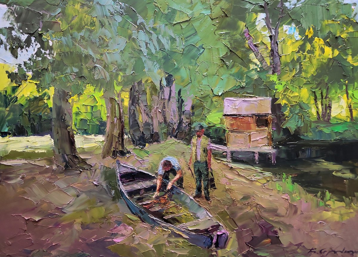 A Boat Near The Shore By Boris Serdyuk, 28 X 20, Artwork For Sale On Artfinder
