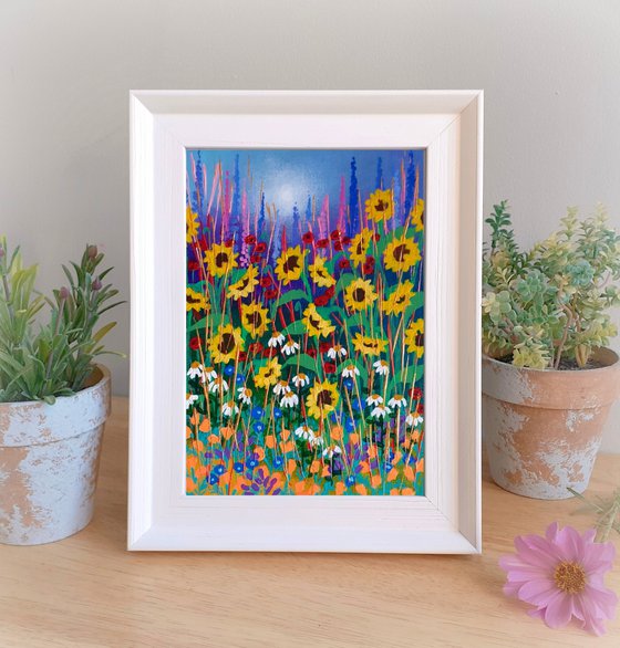 Framed Garden with Sunflowers