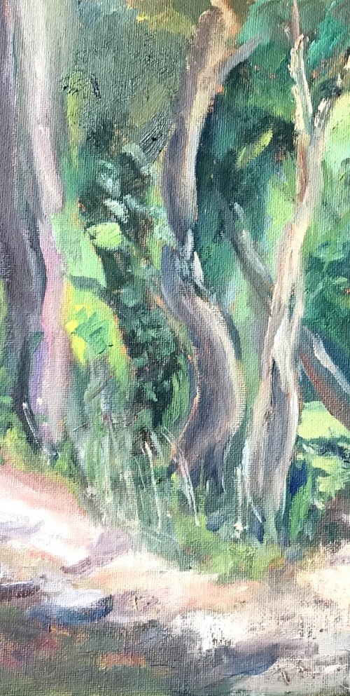 A Walk in the Woods An original oil painting by Julian Lovegrove Art