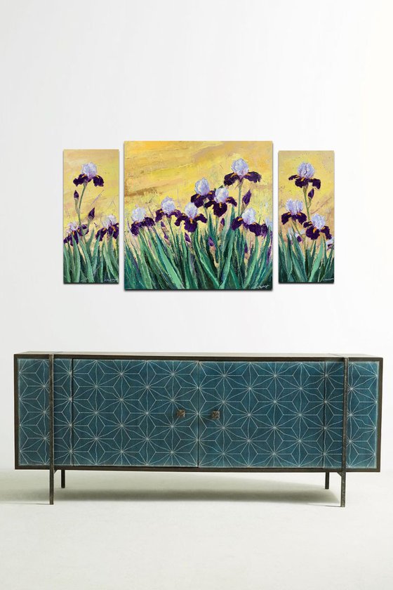 Irises at Sunrise A2,A1,A3   80x140cm