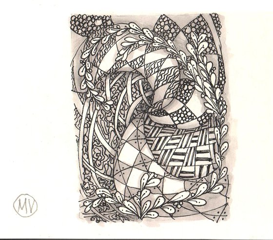 Zentangle #4 grafic artwork. - Original drawing.