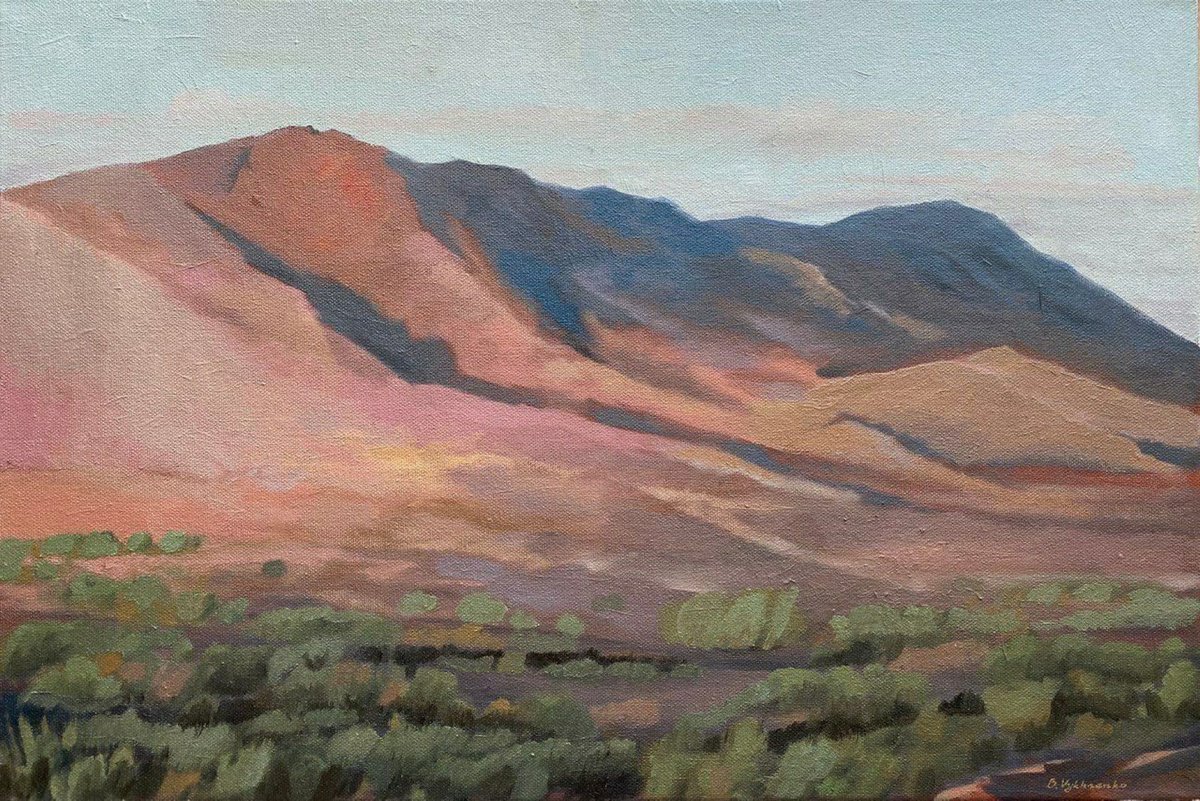 Impressionistic Landscape Oil Painting By Bohdan Vykhrenko, 24 X 16, Desert Hills, Original Artwork