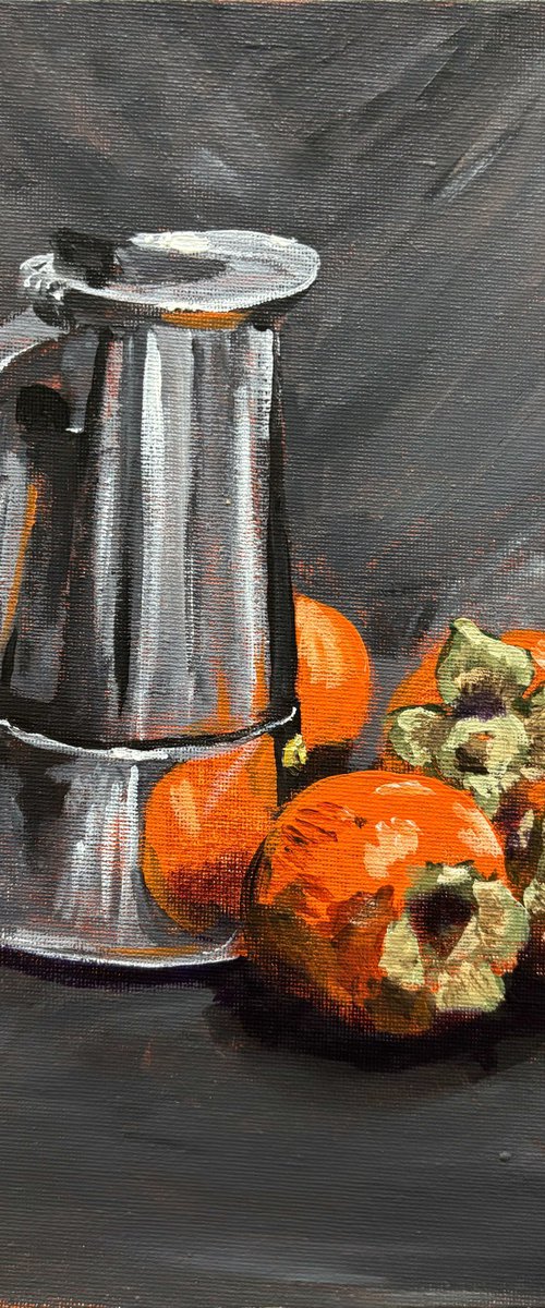 Persimmon and Vintage Coffee Pot by Dmitry Fedorov