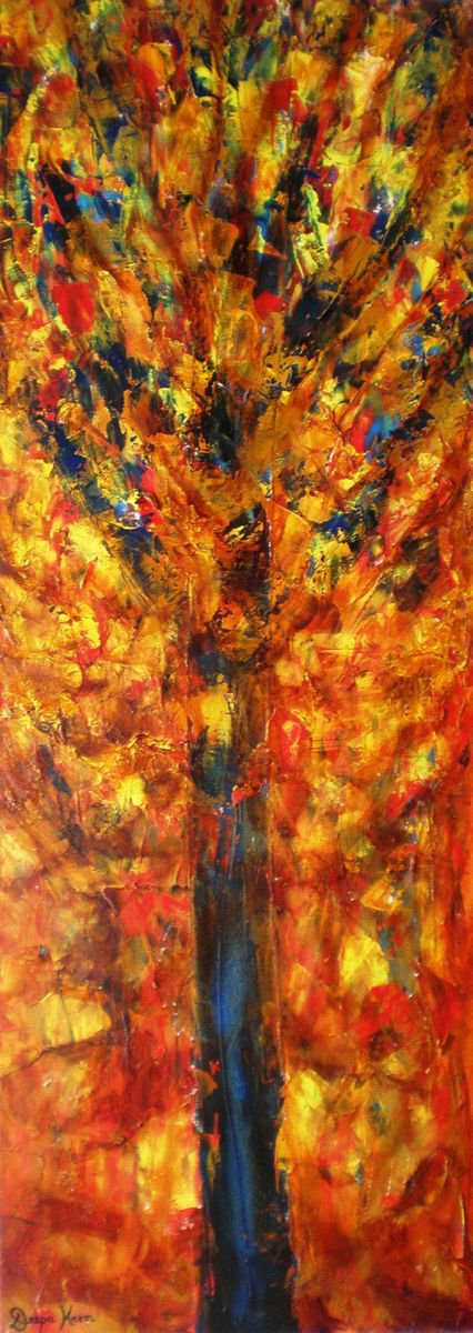 Gold Rain, Abstract painting Abstract Tree painting by Deepa Kern