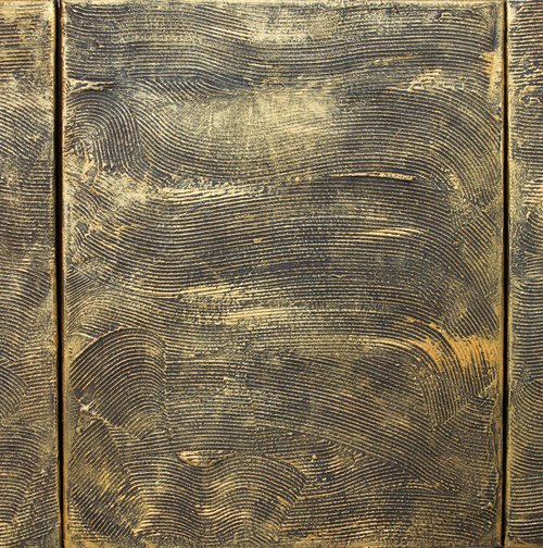 Gold Swirls antique effect 3 panel canvas abstract by Stuart Wright