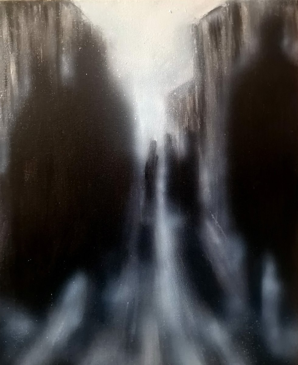 Surrealistic Portrait Acrylic Painting By Leezee Lee ( Georgiana L. Nicolae), 16 X 20", Echoes In The Mist, Original Artwork