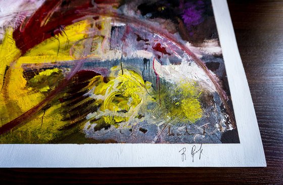 Abstract Original Painting On Unframed A3 Paper.